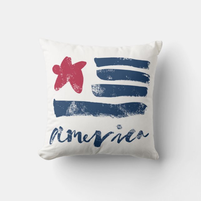 Coussin Drapeau américain Paintstrokes (Recto)