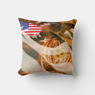 Coussin Drapeau américain Sunrays Cowboy Casquette Lasso