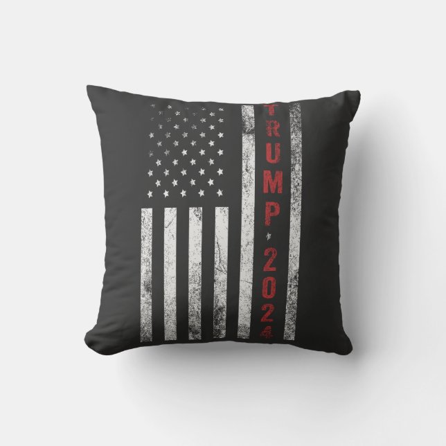 Coussin Drapeau américain Trump 2024 en détresse cadeau Vi (Recto)