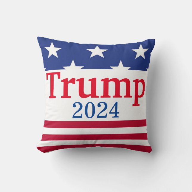 Coussin Drapeau américain Trump 2024 étoiles et rayures (Recto)