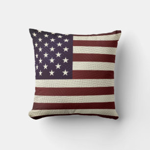 Coussin Drapeau américain vintage en croisillons étoiles e