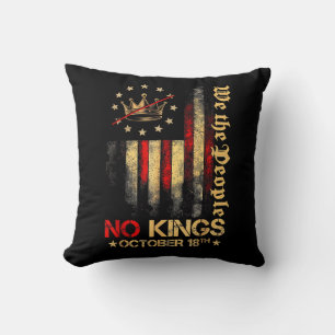 Coussin Drapeau américain vintage No Kings America 1776 18