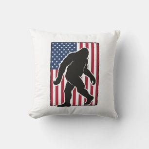 Coussin Drapeau américain vintage silhouette Bigfoot vecte