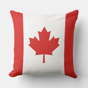 Coussin Drapeau canadien de la feuille d'érable blanche et