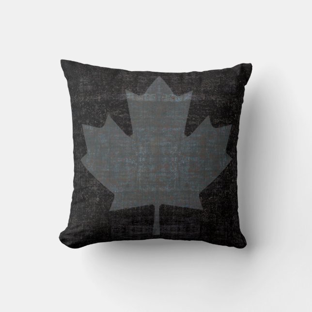 Coussin drapeau canadien grunge frais de feuille d'érable (Recto)