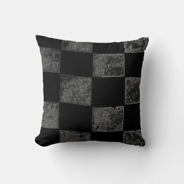 Coussin Drapeau Checkered noir et gris (Recto)