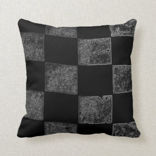 Coussin Drapeau Checkered noir et gris