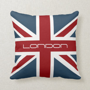 Coussin Drapeau classique d'Union Jack avec le texte fait