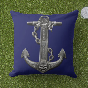 Coussin Drapeau crâne d'ancrage américain en détresse naut