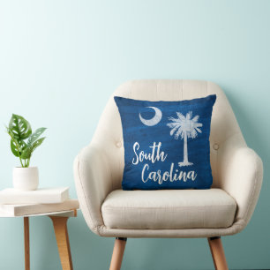 Coussin - Drapeau de Caroline du Sud avec palmier