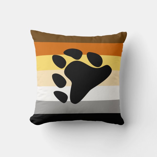 Coussin Drapeau de fierté de l'ours avec patte (Recto)
