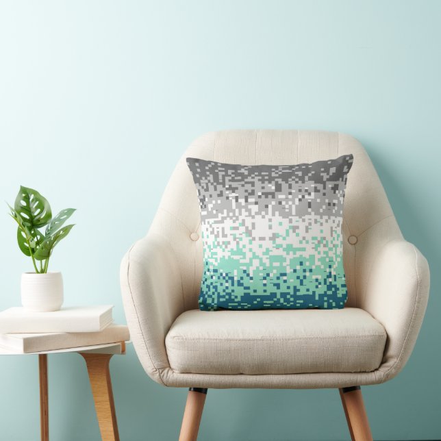 Coussin Drapeau de fierté frayromantique abstrait pixelisé (Chaise)