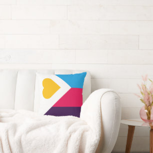 Coussin Drapeau de fierté polyamoureuse tricolore de Slipp