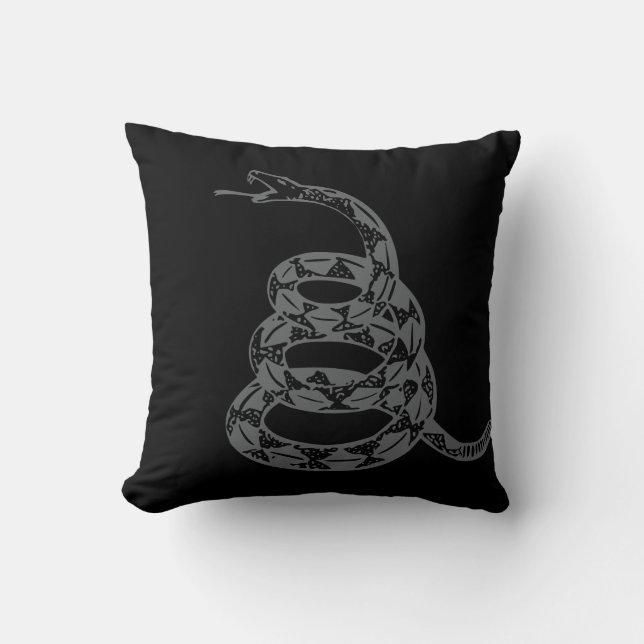 Coussin Drapeau de Gadsden Ne Marchez pas sur Moi Gris (Recto)