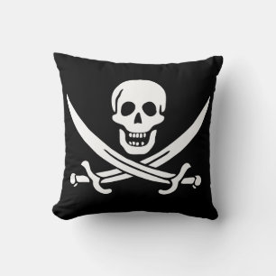 Coussin Drapeau de pirate Crâne croisé épées
