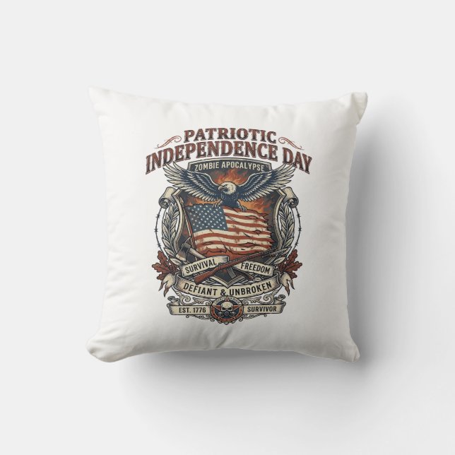 Coussin Drapeau de rouille patriotique Survivant Zombie Ap (Recto)