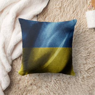 Coussin Drapeau de soie ukrainien