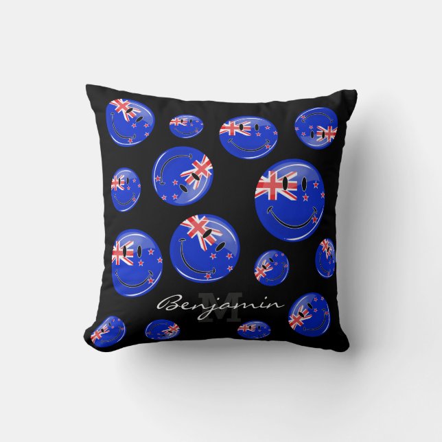 Coussin Drapeau de sourire de la Nouvelle Zélande (Recto)