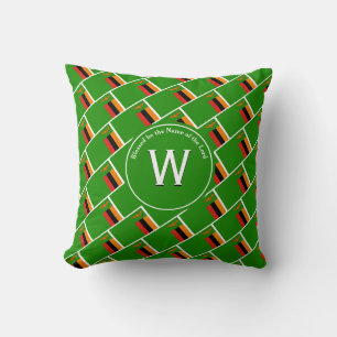 Coussin DRAPEAU DE ZAMBIE Écriture de monogramme Customisé