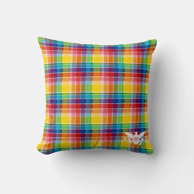 Coussin Drapeau des îles Vierges américaines, Madras (Recto)
