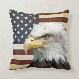 Coussin Drapeau des USA Etats-Unis de cru avec l'Américain