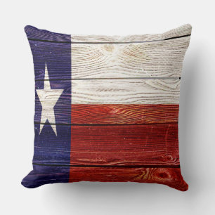 Coussin Drapeau du Texas en bois rustique patriotique