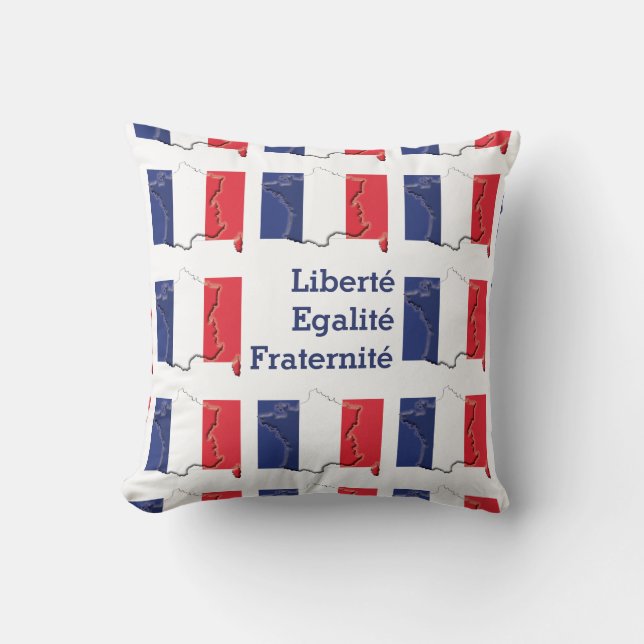 Coussin DRAPEAU FRANÇAIS Patriotique Liberté Egalité Frate (Recto)