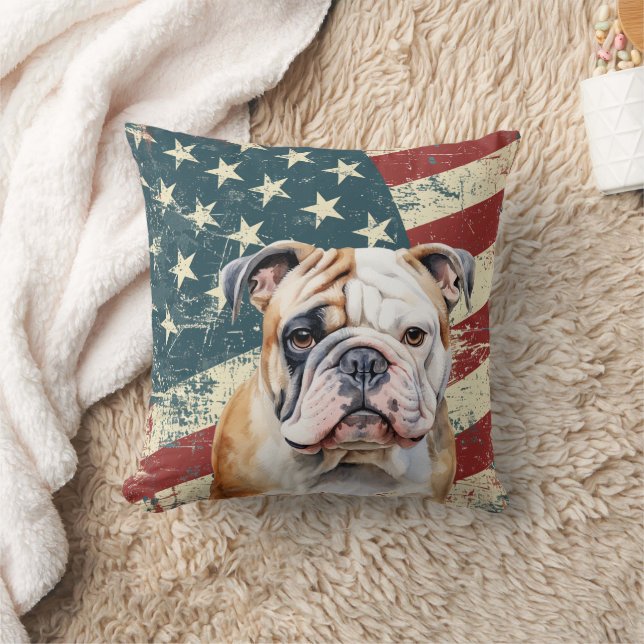 Coussin Drapeau Grunge USA Bulldog (Couverture)