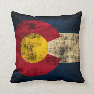 Coussin Drapeau grunge vintage du Colorado