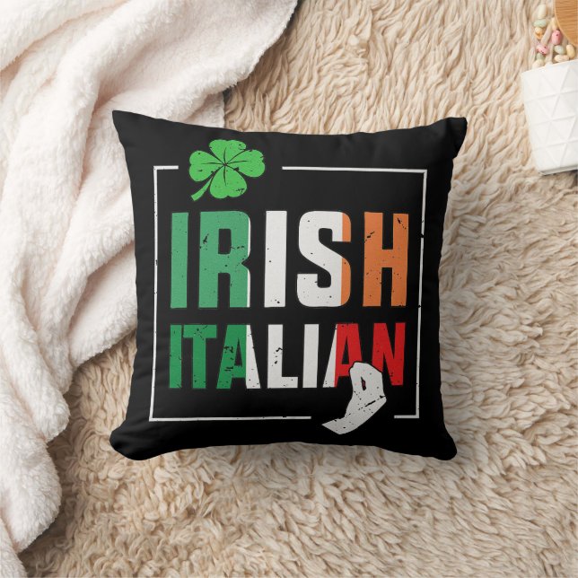 Coussin Drapeau irlandais demi-irlandais italien irlandais (Couverture)