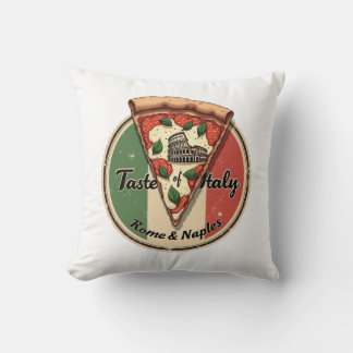 Coussin Drapeau italien avec Vintage Rome & Naples Pizza