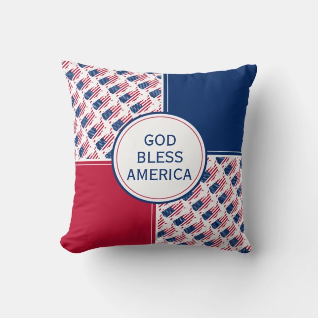 Coussin Drapeau Patriotique DIEU BLESS AMERICA (Recto)