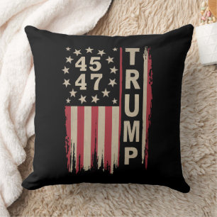 Coussin Drapeau Trump 45 47 Vintage Rétro Amérique USA
