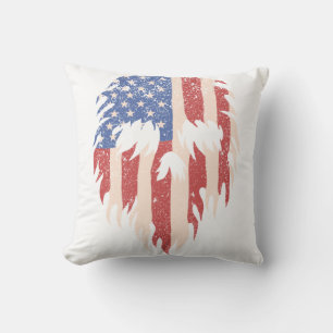 Coussin Drapeau USA Crâne Barbe Design Patriotique en Di