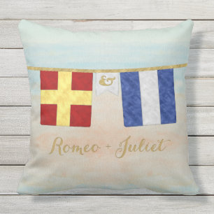 Coussin Drapeaux de signalisation maritime à monogramme po