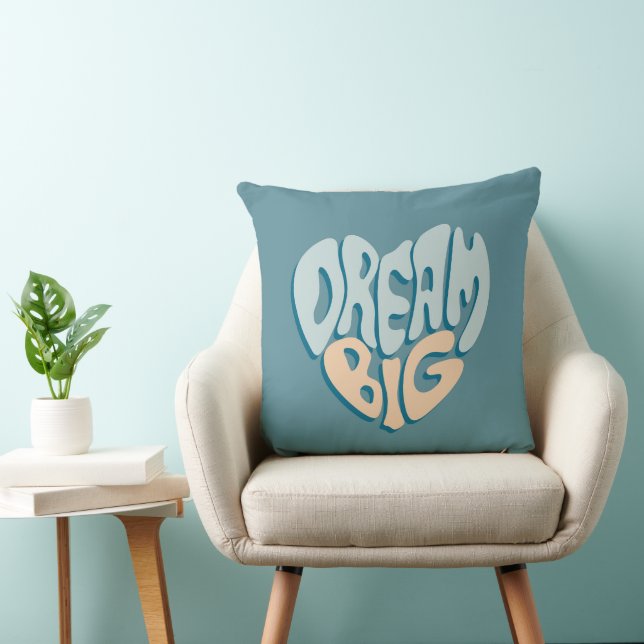 Coussin Dream Big : Coeur bleu du succès (Chaise)