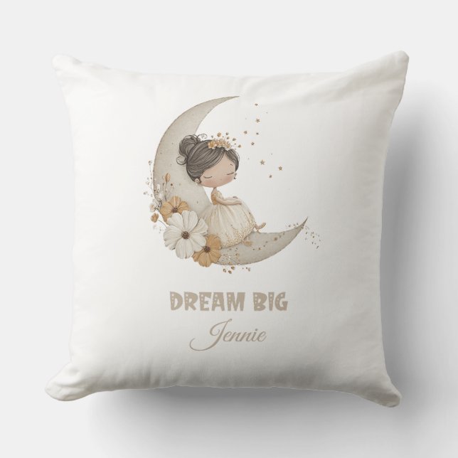 Coussin Dream Big Fairy Moon Child - Nom personnalisé (Recto)