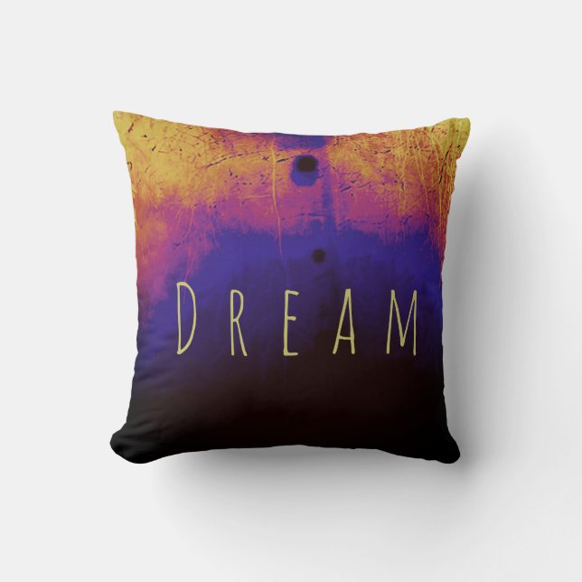 Coussin "Dream" en Jaune sur Black Blue Magenta Gold Motif (Recto)