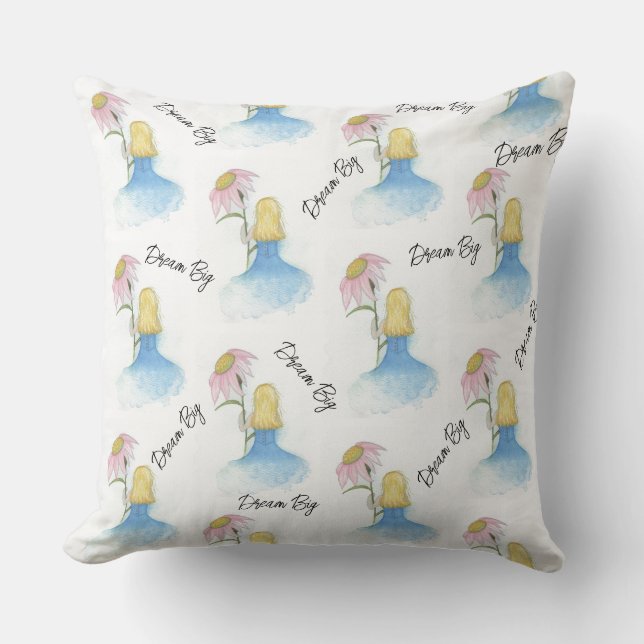 Coussin Dream Girl tenant Fleur géante "Dream Big" (Recto)