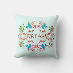 Coussin "Dream" Rouge Bleu Vert Bourgogne Mandala sur Aqua