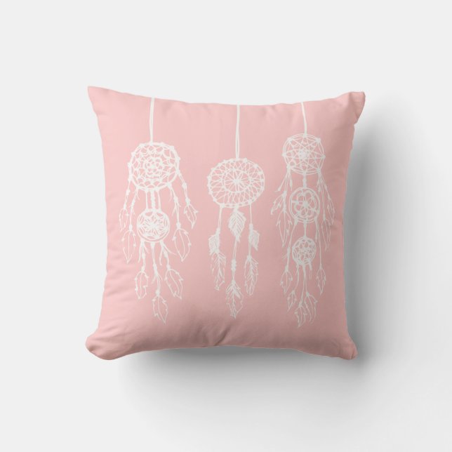 Coussin Dreamcatchers Bohémiens Rose clair (Recto)