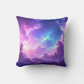 Coussin Dreamy cosmic background, soft nebula clouds in pu