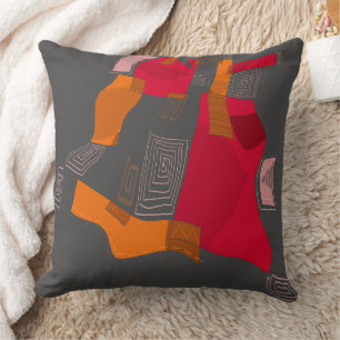 Coussin Dreamy Egyptian Collage - Red Orange Grey