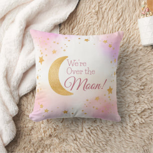 Coussin Dreamy Over the Moon Rose Girl Baby Nursery Décor