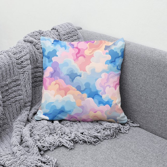 Coussin Dreamy Pastel Abstrait Cloud Motif en Aquarelle (Créateur téléchargé)