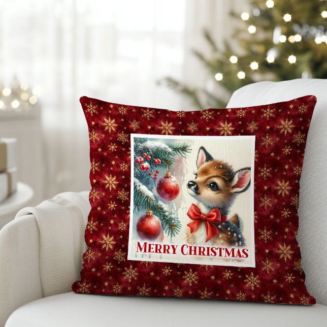 Coussin Dreamy snowy scene baby deer kids room decor  (Dreamy snowy scene baby deer kids room decor (50))