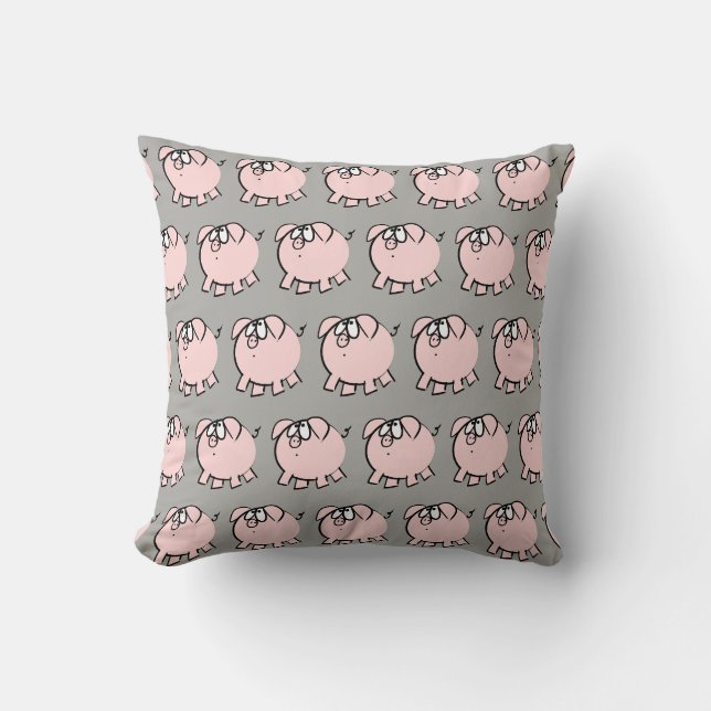 Coussin Drôle 4 Cartoon Cochon Choisir Couleur Carré Couss (Recto)