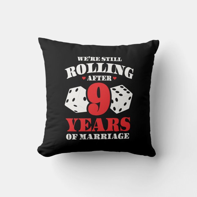 Coussin Drôle 9e Anniversaire de Mariage Couple Marié depu (Recto)