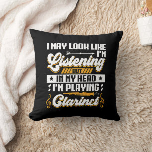 Coussin Drôle à écouter dans ma tête Je joue Clarinet