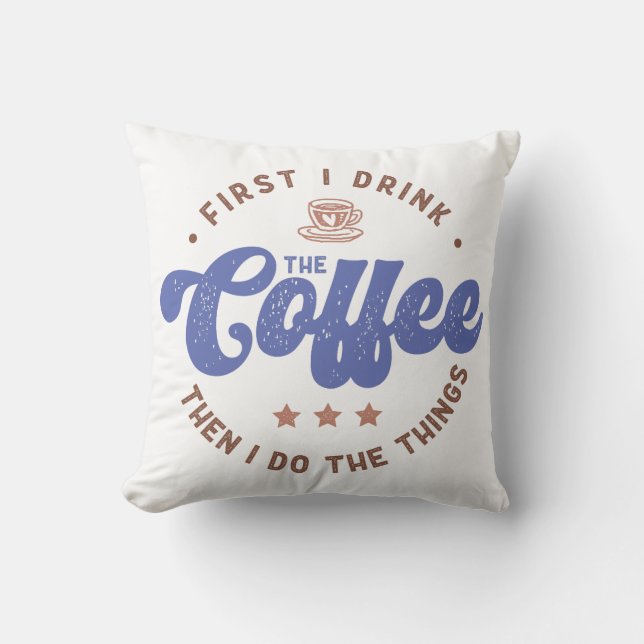 Coussin Drôle Amateur De Café Dit (Recto)